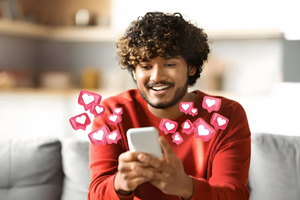 Pessoa usando o Instagram na comemoração de 15 anos